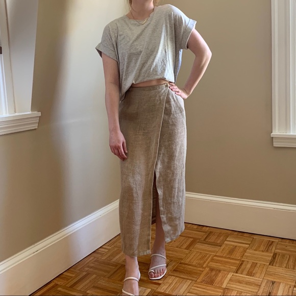 Calvin Klein Collection Dresses & Skirts - SOLD ❌ Calvin Klein Linen Wrap Skirt